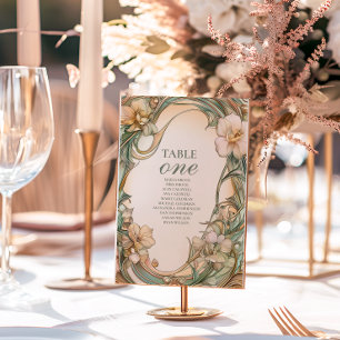 Pfirsich-Creme-Blütenhochzeit Tischnummer