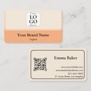 Pfirsich-Creme-Moderne-QR-Code-Visitenkarte Visitenkarte