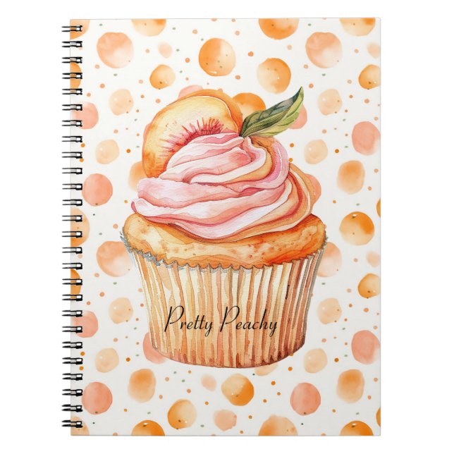 Pfirsich-Cupcake Whimsical Dots Notizblock (Vorderseite)