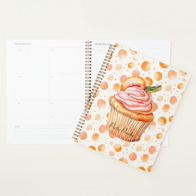 Pfirsich-Cupcake Whimsical Dots Planer (Anzeige)
