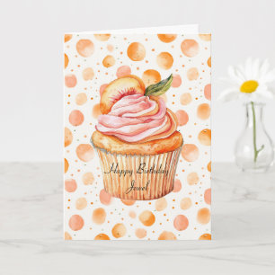 Pfirsich Cupcake Whimsical Punkte Geburtstag Karte
