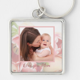 Pfirsich der persönliches Foto-glücklicher Mutter Schlüsselanhänger