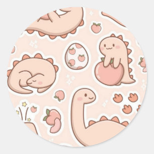 Pfirsich-Dinosaurier Runder Aufkleber