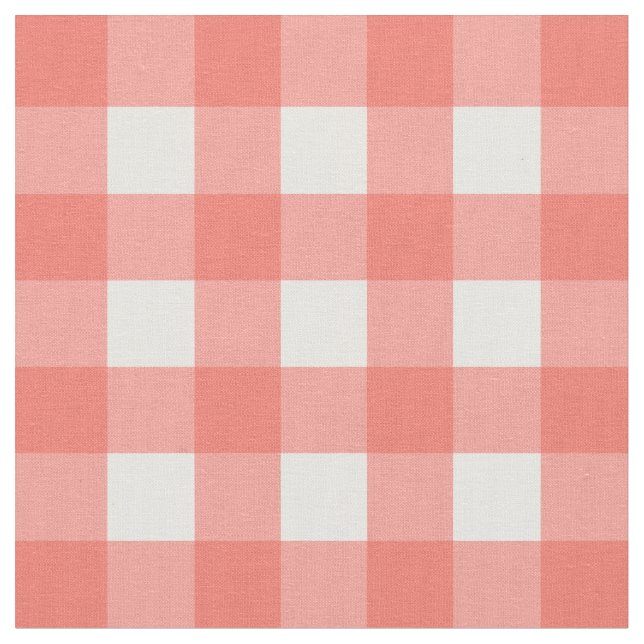 Pfirsich-Echo u. weißer Gingham-Karo Stoff (Nahaufnahme)