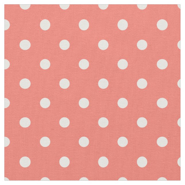 Pfirsich Echo & White Polka Dock Stoff (Nahaufnahme)