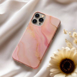 Pfirsich Éclat – Rosafarbenes Pfirsich & Gold Marm iPhone 16 Hülle