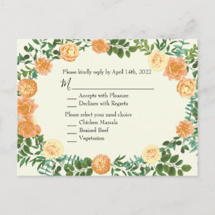 Pfirsich Elfenbein Hochzeit Vintage Rose Postkarte