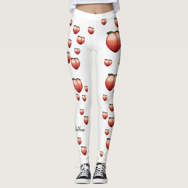Pfirsich Emoji Leggings (Vorderseite)
