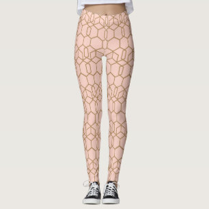 Pfirsich Erröten & Gold Modern Boho Geometrisch Gl Leggings
