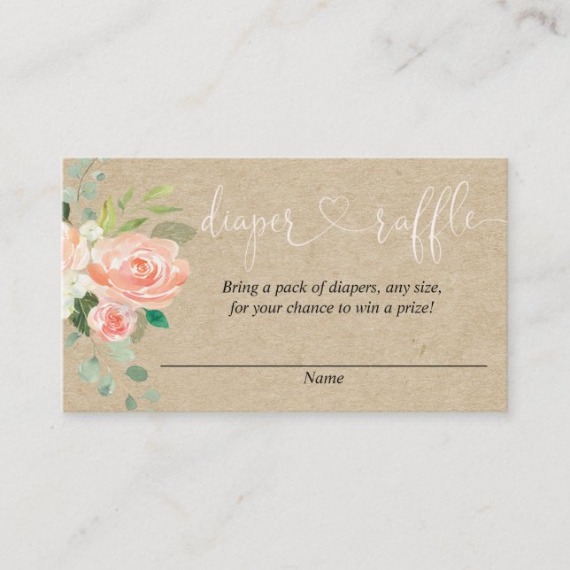 Pfirsich erröten Mädchen-Babypartywindel Begleitkarte (Vorderseite)