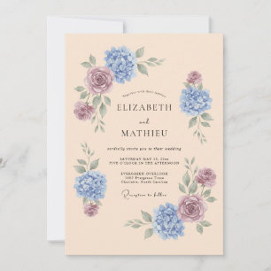 Pfirsich-feine Hortensien-Hochzeit im Frühling Einladung