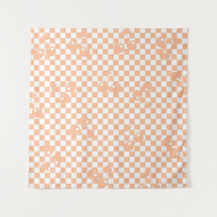 Pfirsich Flausch Kirsch Gingham-Muster Wandteppich
