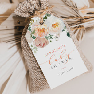 Pfirsich Floral Baby in Bloom Girl Babydusche Geschenkanhänger