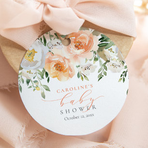 Pfirsich Floral Baby in Bloom Girl Babydusche Geschenkanhänger