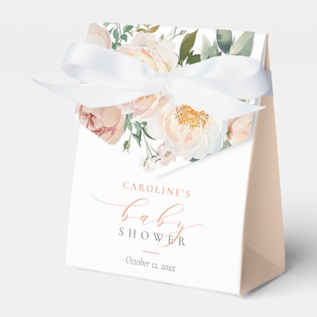 Pfirsich Floral Baby in Bloom Girl Babydusche Geschenkschachtel (Vorderseite)