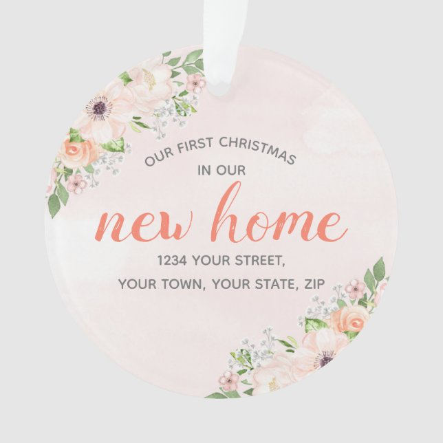 Pfirsich Floral Unsere neue Zuhause Housewärme Ornament (Vorderseite)