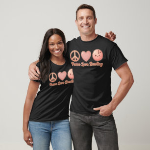 Pfirsich-Friedensliebe-Bowling-Charm T-Shirt