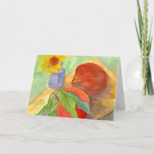 Pfirsich-frische Frucht-Gänseblümchen-Blumen-alles Karte