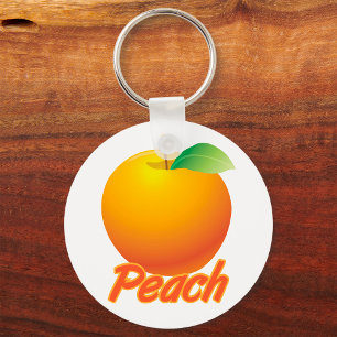 Pfirsich Frucht Retro Orange Schlüsselanhänger