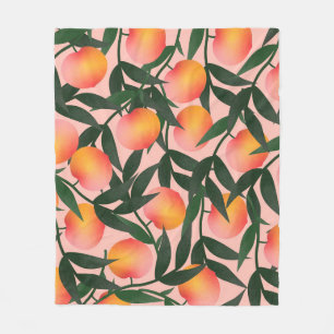 Pfirsich Frucht Rosa Hintergrund Muster. Fleecedecke