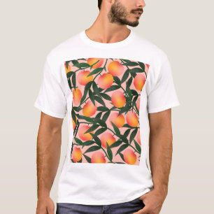Pfirsich Frucht Rosa Hintergrund Muster. T-Shirt