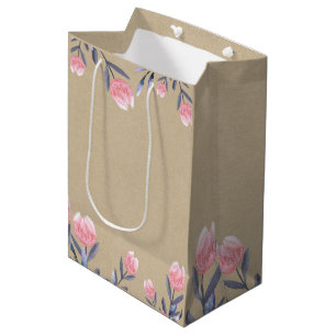 Pfirsich-Frühlings-Aquarell-Tulpen-Brautparty Mittlere Geschenktüte