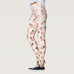 Pfirsich-Funkeln Vintage-Gartenblüten Leggings