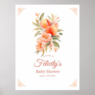 Pfirsich Fuzz Baby Shower Willkommen Poster