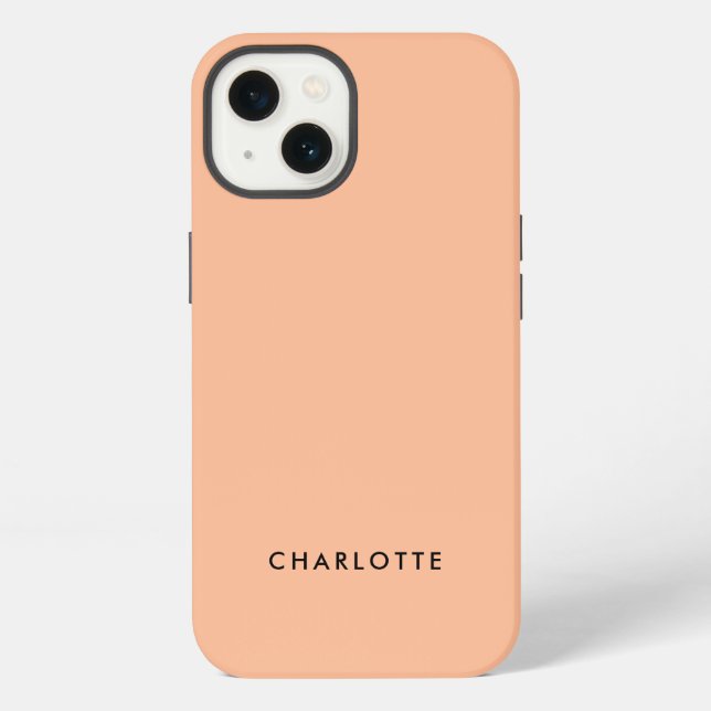 Pfirsich Fuzz einfarbiger Name iPhone Hülle (Rückseite)