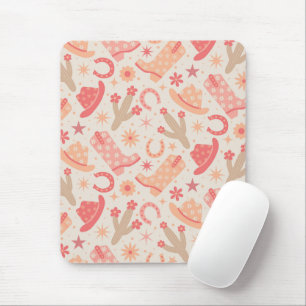 Pfirsich Fuzz Groovy Cowgirl Stiefel und Hüte Mousepad