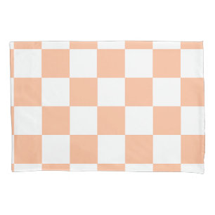 Pfirsich Fuzz kariertes Gingham-Muster Kissenbezug