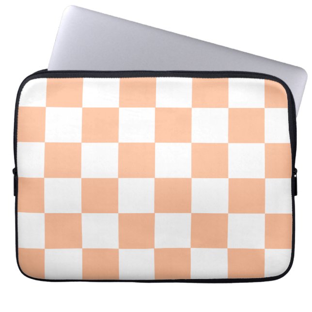 Pfirsich Fuzz Kariertes Gingham-Muster Laptopschutzhülle (Vorderseite)
