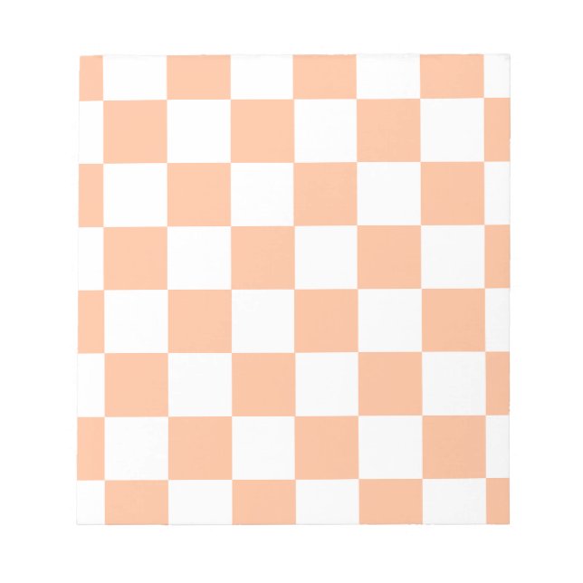 Pfirsich Fuzz kariertes Gingham-Muster Notizblock (Vorderseite)