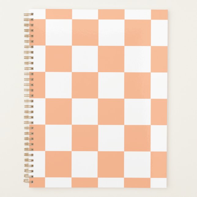 Pfirsich Fuzz Kariertes Gingham-Muster Planer (Vorderseite)