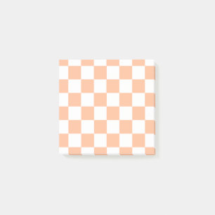 Pfirsich Fuzz Kariertes Gingham-Muster Post-it Klebezettel