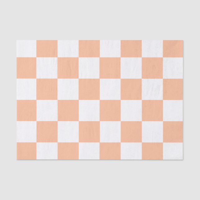 Pfirsich Fuzz kariertes Gingham-Muster Seidenpapier (Vorderseite)