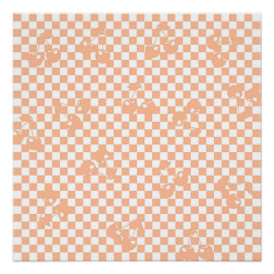 Pfirsich-Fuzz-Kirsch-Gingham-Muster Poster