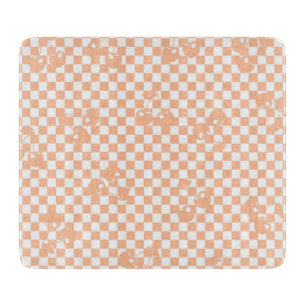 Pfirsich-Fuzz-Kirsch-Gingham-Muster Schneidebrett