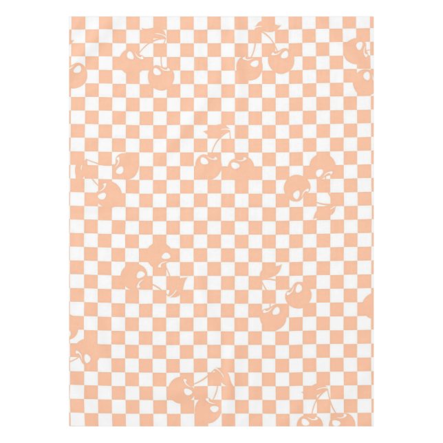 Pfirsich-Fuzz-Kirsch-Gingham-Muster Tischdecke (Vorderseite)