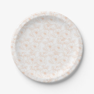 Pfirsich Fuzz Minimalistisches Trendfarben-Blumenm Pappteller