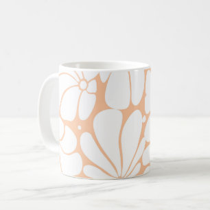 Pfirsich Fuzz Retro 70er Jahre Weiße Blume Grafikd Kaffeetasse