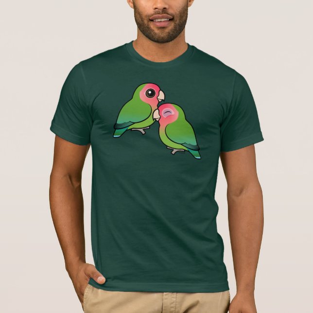 Pfirsich-gesichtiger Lovebird-entzückende Paare T-Shirt (Vorderseite)