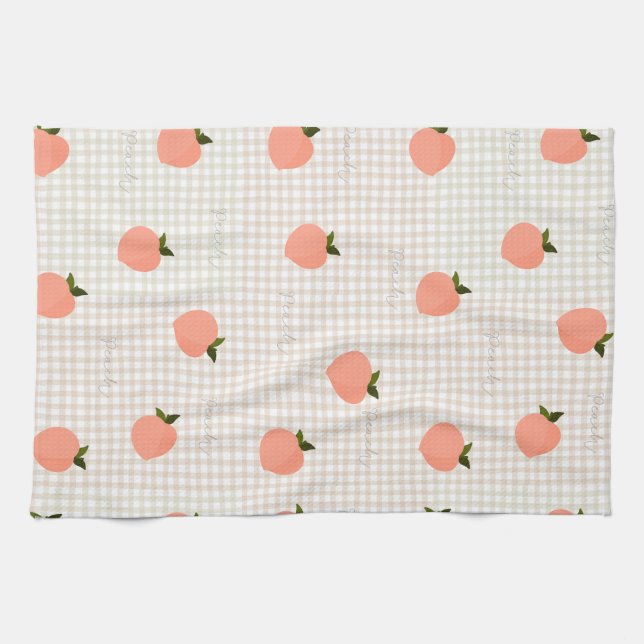 Pfirsich Gingham Geschirrtuch (Horizontal)