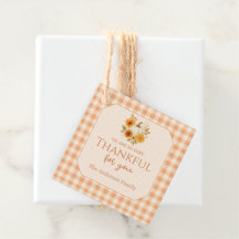 Pfirsich-Gingham-Kürbis-Blumen-Thanksgiving-Abende