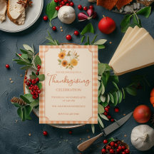 Pfirsich-Gingham-Kürbis-Blumen-Thanksgiving-Essen