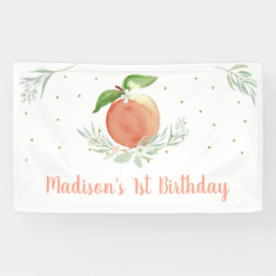 Pfirsich Gold Floral Geburtstag Banner