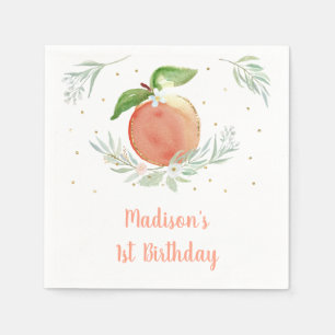 Pfirsich Gold Floral Geburtstag Serviette