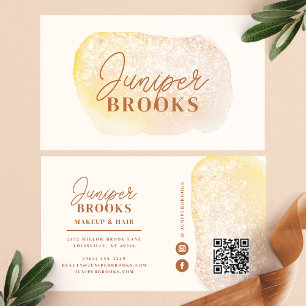 Pfirsich Gold Social Media QR Code Glitter Visitenkarte
