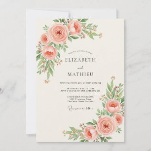 Pfirsich Göttliche Blütenhochzeit Einladung