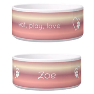 Pfirsich-Gradient Eat Play Love benutzerdefinierte Napf